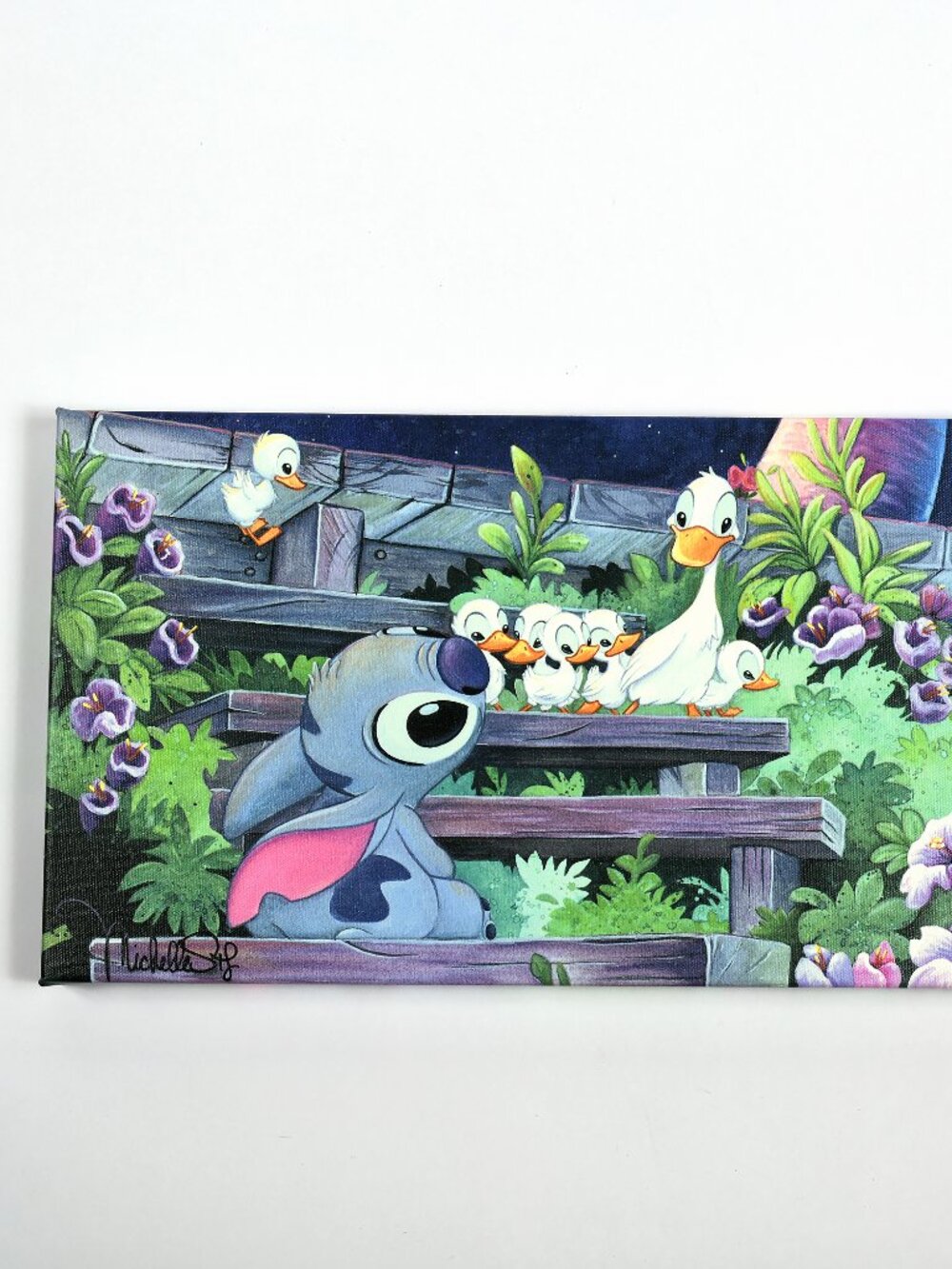 Disney Fine Art Family Blossoms Stitch Michelle St Laurent Signed Canvas 10x20